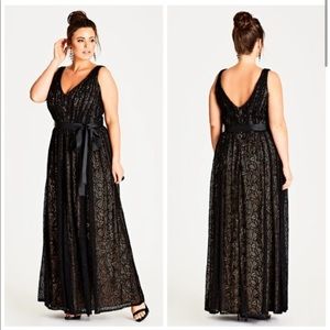 NWT City Chic Sexy Senorita Plus Size Black Lace Maxi Dress 24/ XXL